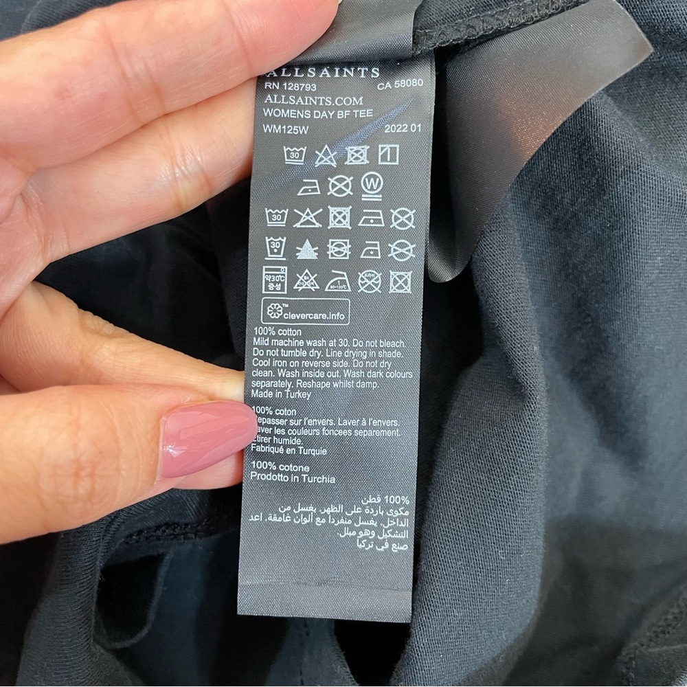 NWT All Saints Black ‘All Women Always All Saints” T-Shirt - Picture 7 of 8